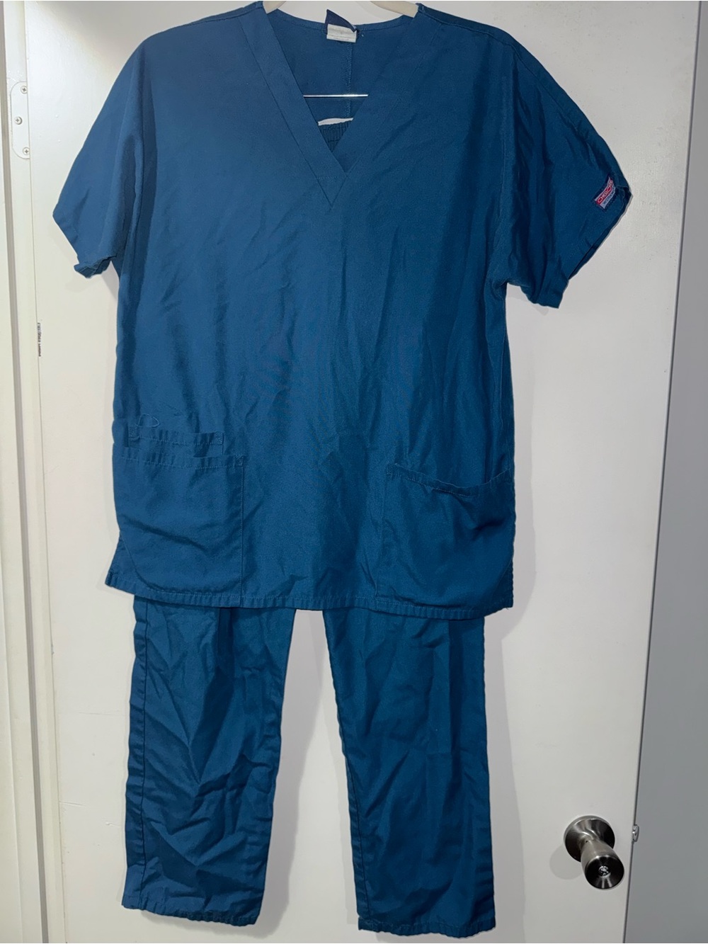 Blue V-Neck Scrub Set - Top & Pants